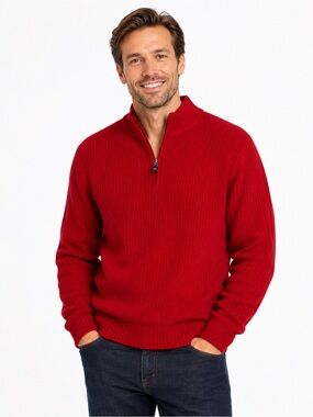 Chaps size L, cotton, Half-Zip Red Knit Sweater